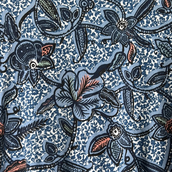 Tory Burch Floral Drawstring Cotton Dress Blue Haven - Picture 7 of 13